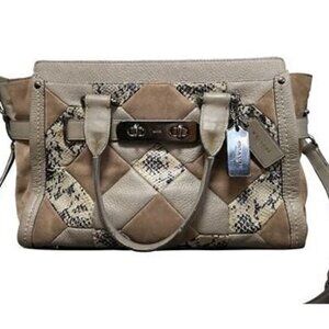 COACH Swagger 27 Patchwork Exotic Embossed Leather Satchel - RARE AND RETIRED